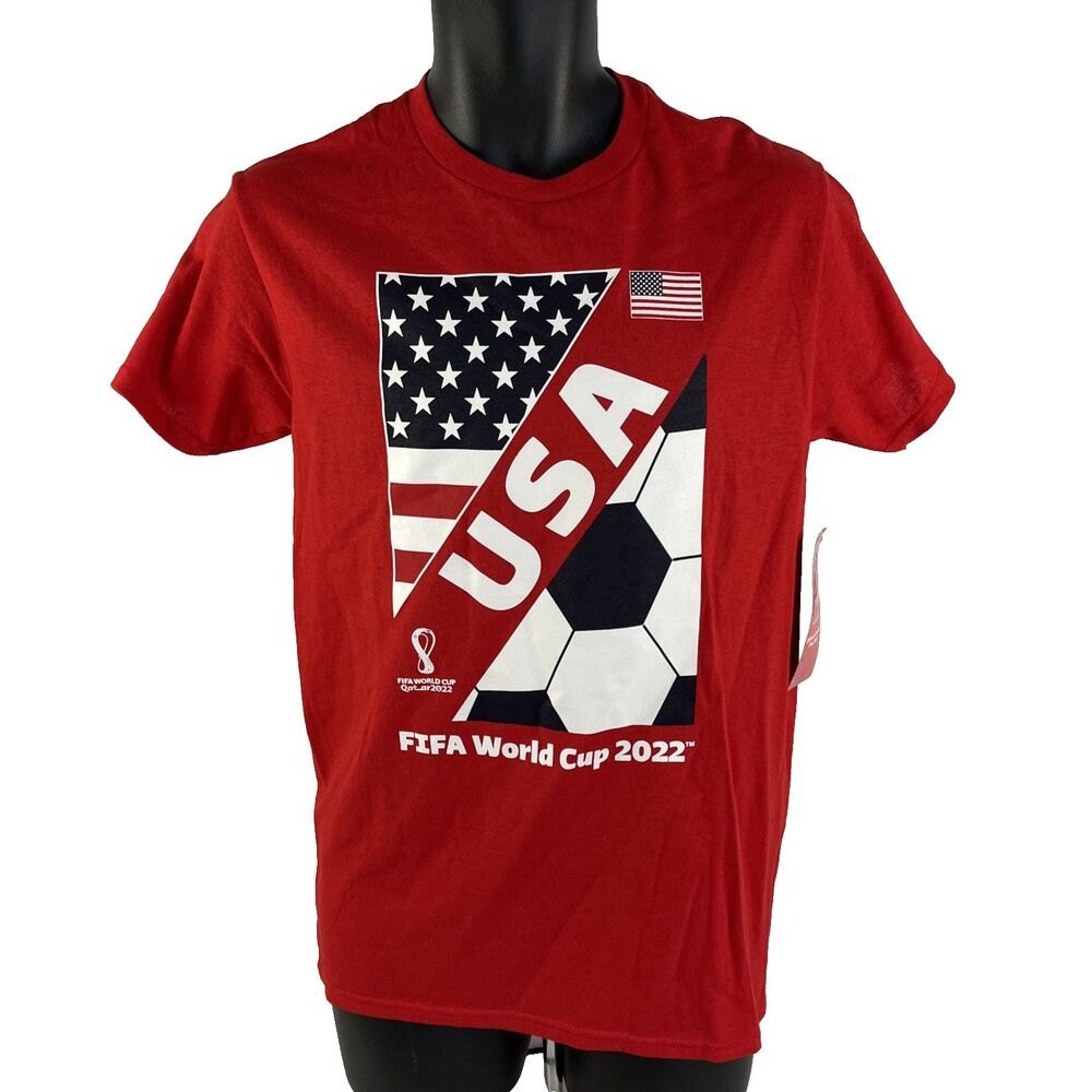 New Mens FIFA World Cup 2022 USA Team Soccer Football T-Shirt Sz S NWT Red